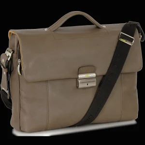 Borsa da lavoro in pelle morbida 15'' Grigio Taupe