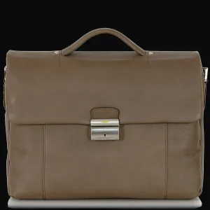 Borsa da lavoro in pelle morbida 15'' Grigio Taupe
