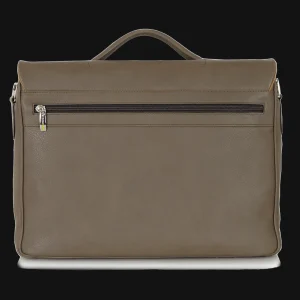Borsa da lavoro in pelle morbida 15'' Grigio Taupe