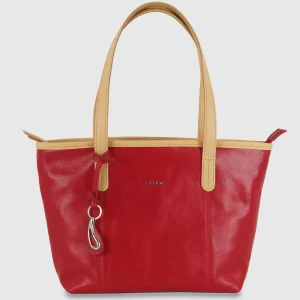 Borsa Shopping donna in pelle Rosso Diana