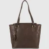 Borsa Shopping in pelle Daisy Marrone