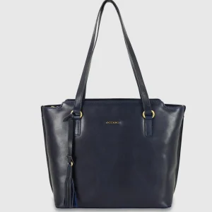Borsa Shopping in pelle Daisy Blu