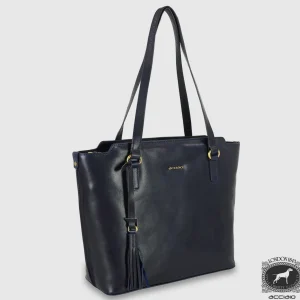 Borsa Shopping in pelle Daisy Blu