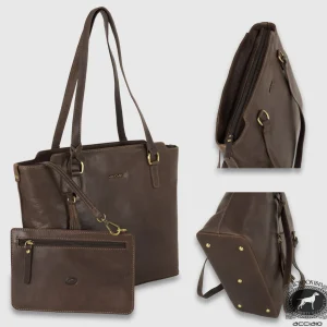 Borsa Shopping in pelle Daisy Marrone