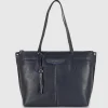Borsa Shopping in pelle Mary Blu