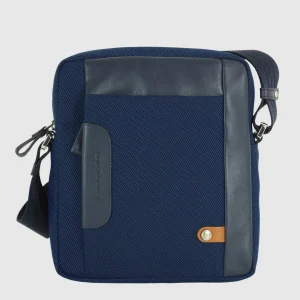 Borsello uomo a tracolla Core in tessuto e pelle Blu Navy