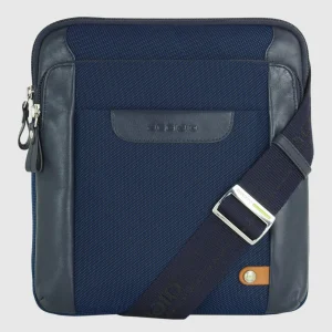 Borsello uomo a tracolla Smash in tessuto e pelle Blu Navy