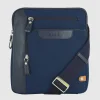 Borsello uomo a tracolla Echo tessuto e pelle Blu Navy
