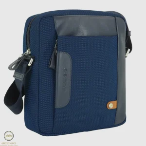 Borsello uomo a tracolla Core in tessuto e pelle Blu Navy