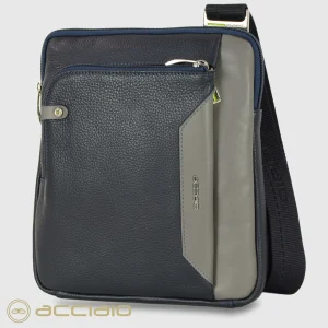Borsello uomo a Tracolla porta iPad 11" in pelle 2244 Blu Grigio