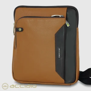 Borsello uomo a Tracolla porta iPad 11" in pelle 2244 Cuoio Moka