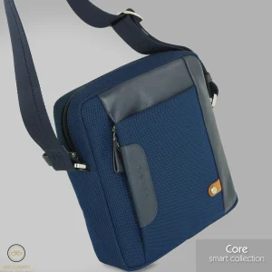 Borsello uomo a tracolla Core in tessuto e pelle Blu Navy