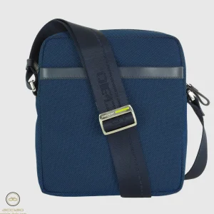 Borsello uomo a tracolla Core in tessuto e pelle Blu Navy