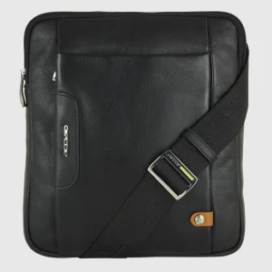 Borsello uomo porta iPad doppio vano Fusion in pelle Nero