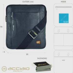 Borsello uomo porta iPad doppio vano Fusion in pelle Blu