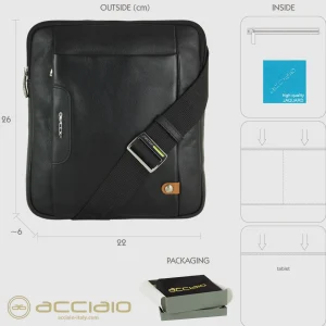 Borsello uomo porta iPad doppio vano Fusion in pelle Nero