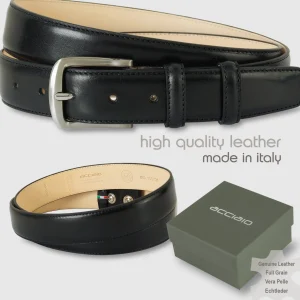 Cintura classica uomo Jade in pelle Vacchetta Nero