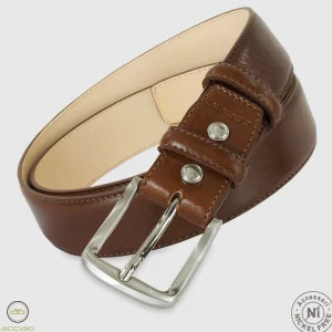 Cintura classica uomo Jade in pelle Vacchetta Cognac