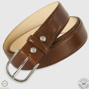 Cintura classica uomo Rainbow in pelle Vacchetta Cognac