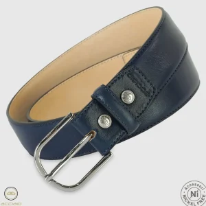 Cintura classica uomo Rainbow in pelle Vacchetta Blu
