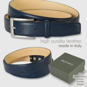 Cintura classica uomo Sapphire in pelle Vacchetta Blu