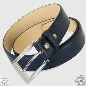 Cintura classica uomo Sapphire in pelle Vacchetta Blu