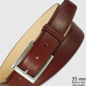 Cintura classica uomo Sapphire in pelle Vacchetta Bordeaux