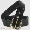 Cintura donna alta in pelle cuoio Nero fibbia Trinity