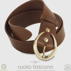 Cintura donna alta in pelle Cuoio Moon Oro