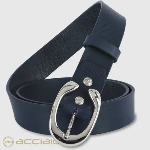 Cintura donna in pelle Blu fibbia Aries Palladio
