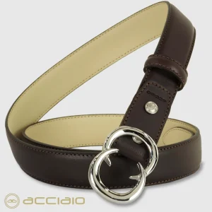 Cintura donna in pelle Marrone fibbia Gemini Palladio
