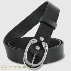 Cintura donna in pelle Nera fibbia Aries Palladio
