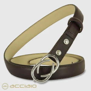 Cintura donna sottile in pelle Infinity Palladio cuoio Marrone