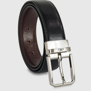 Cintura double face reversibile uomo Hexagon pelle Nero/Marrone