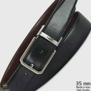 Cintura double face reversibile uomo Hexagon pelle Nero/Marrone