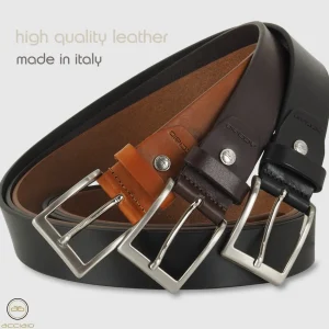 Cintura in cuoio casual da jeans colore Cognac