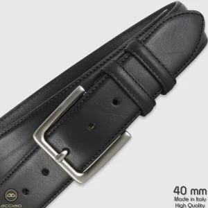 Cintura in cuoio uomo alta 40 classica colore Nero