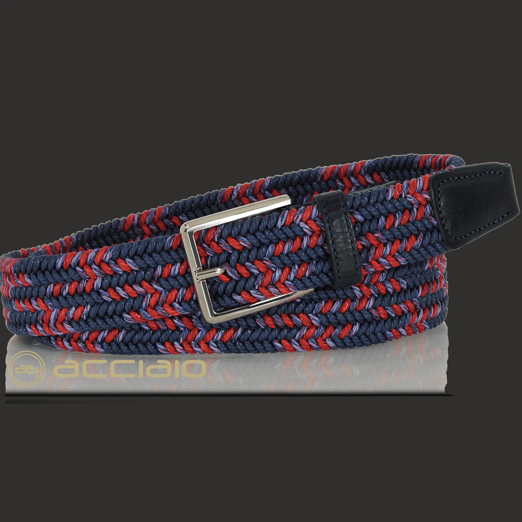 cintura_intrecciata_elast_1-1.webp Cintura intrecciata elastica multicolore Blu Marino Rosso