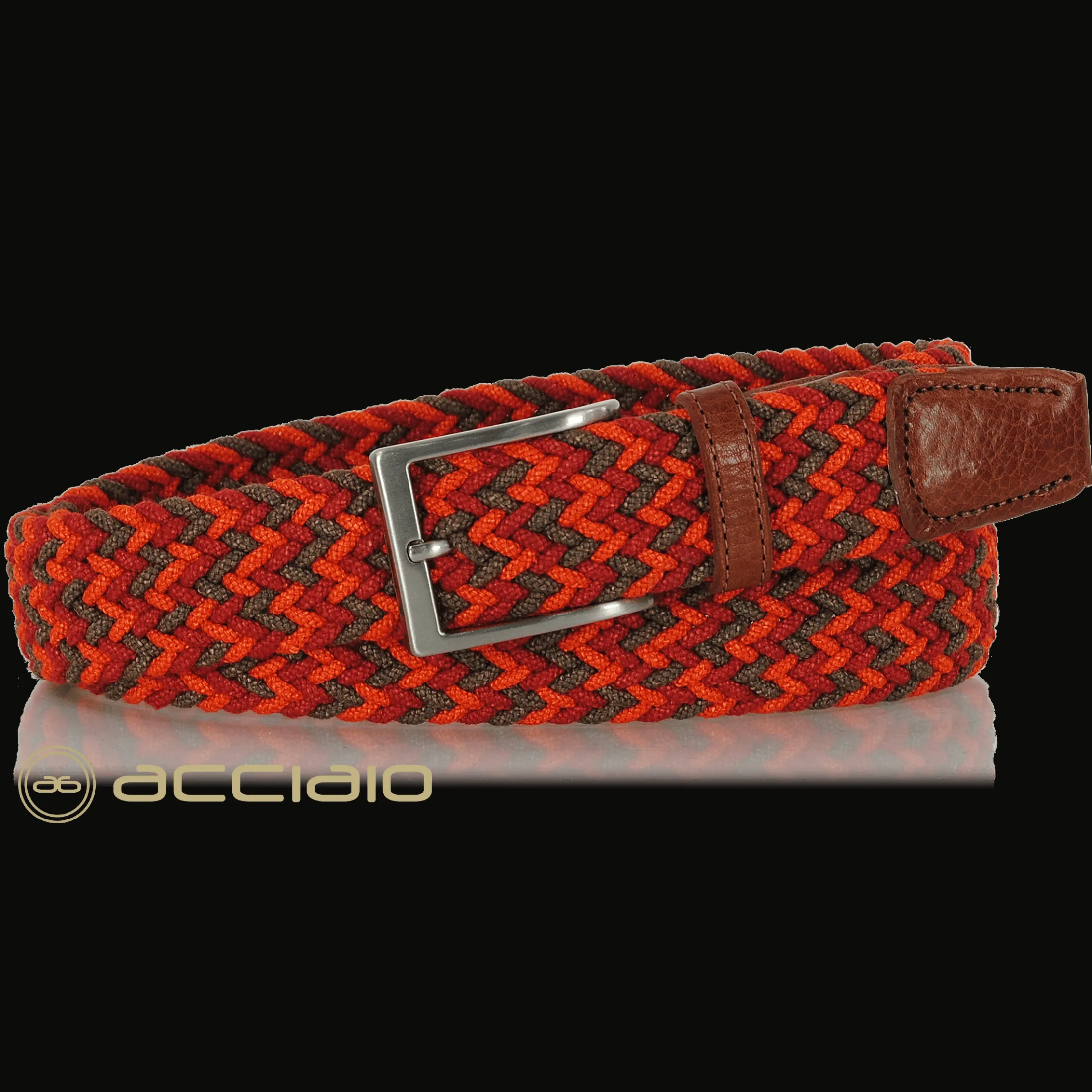 cintura_intrecciata_elast_1.webp Cintura intrecciata elastica multicolore Arancio Rosso
