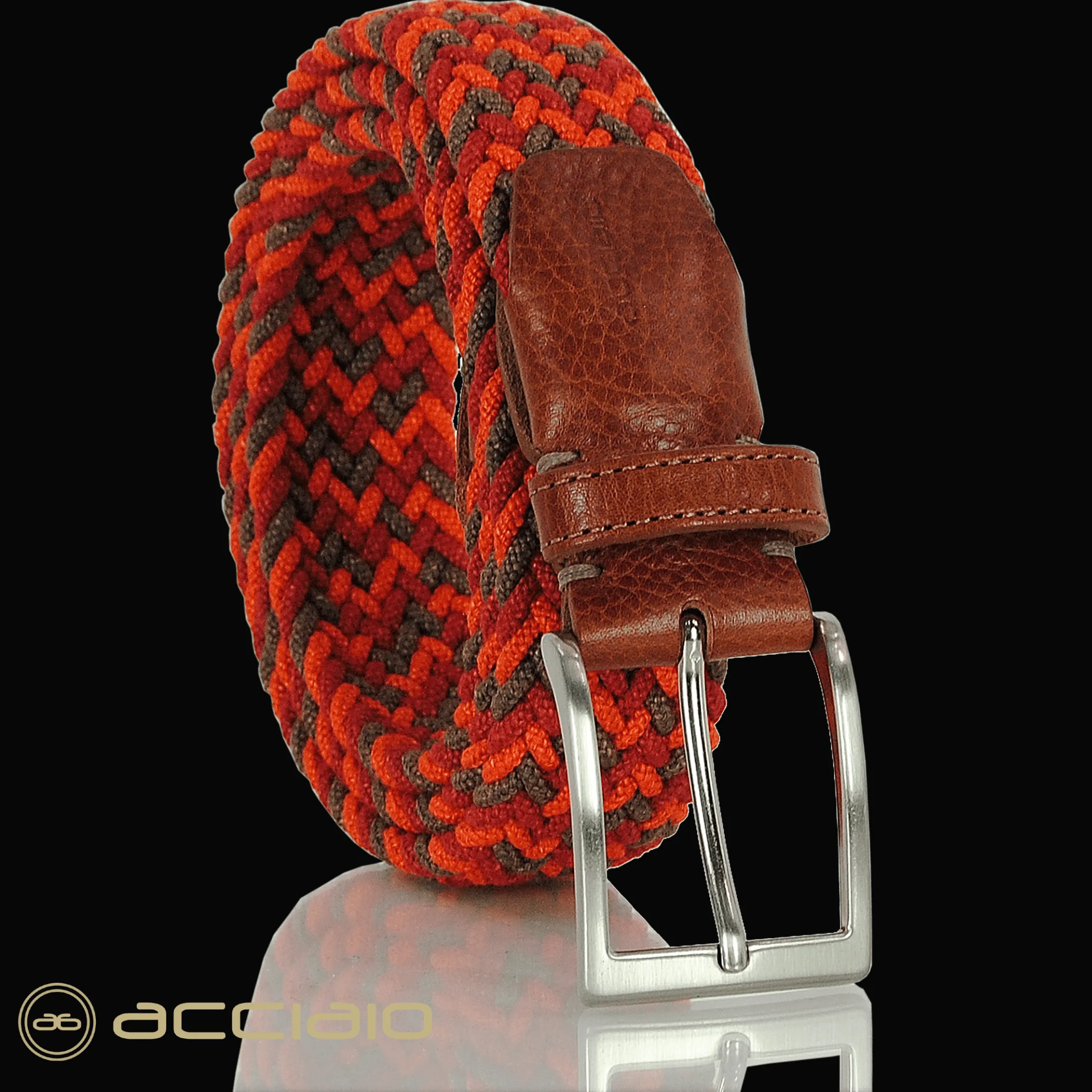 cintura_intrecciata_elast_2.webp Cintura intrecciata elastica multicolore Arancio Rosso