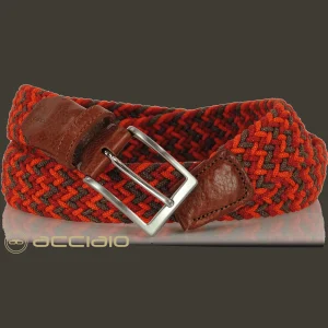 Cintura intrecciata elastica multicolore Arancio Rosso