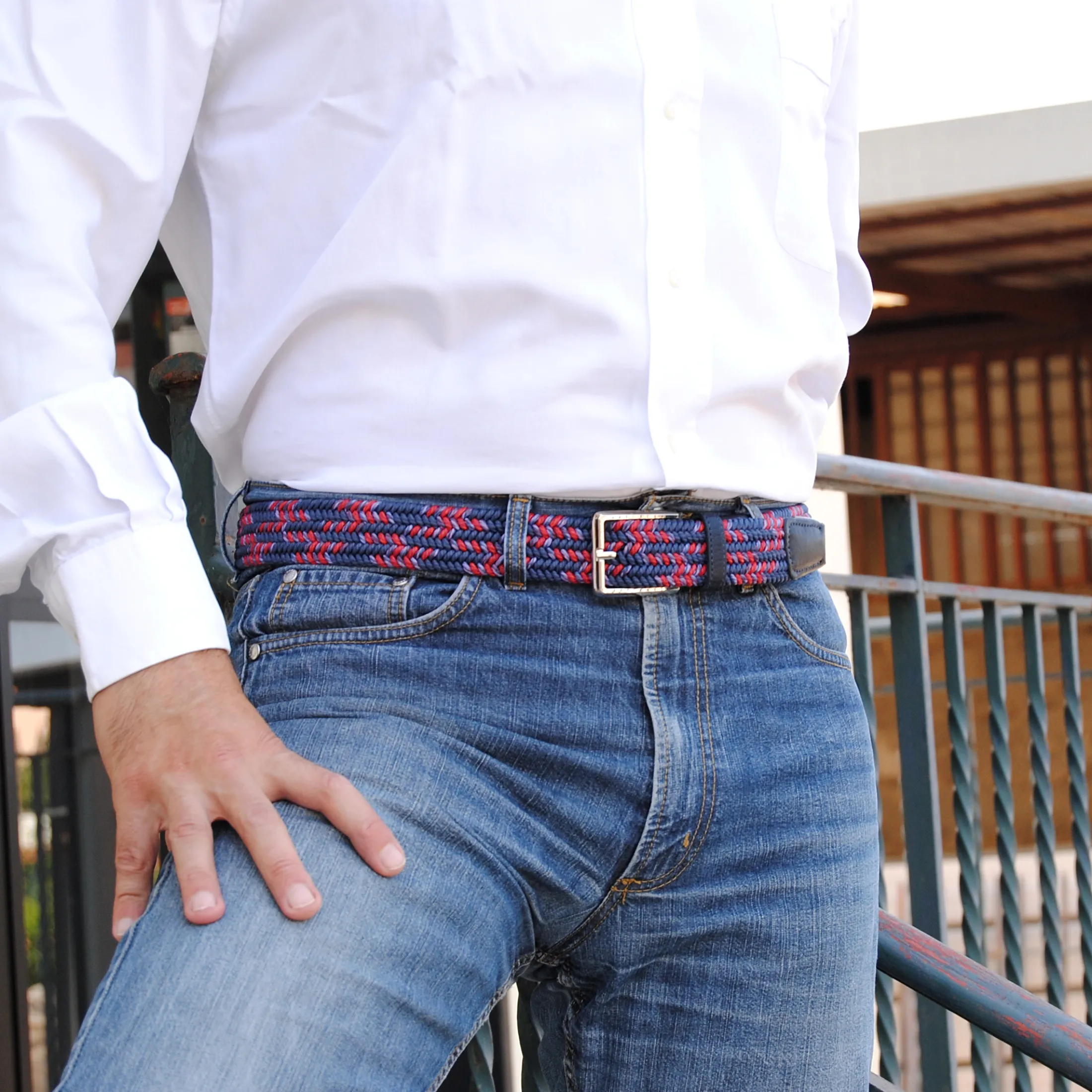 cintura_intrecciata_elast_4-1.webp Cintura intrecciata elastica multicolore Blu Marino Rosso