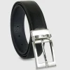 Cintura reversibile uomo double face Square pelle Nero/Blu