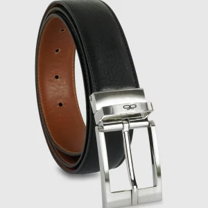 Cintura reversibile uomo double face Square pelle Nero/Cognac