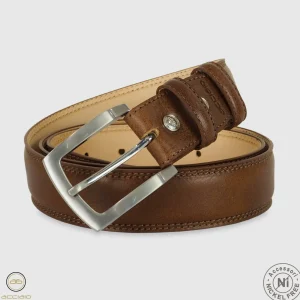 Cintura uomo classica Amber in pelle Vacchetta Marrone
