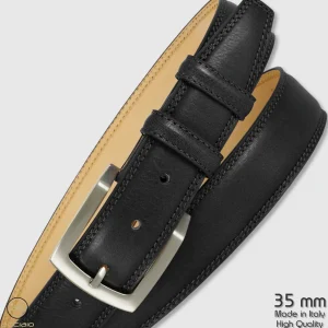 Cintura uomo classica Amber in pelle Vacchetta Nero