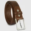 Cintura uomo classica Diamond in pelle Vacchetta Marrone