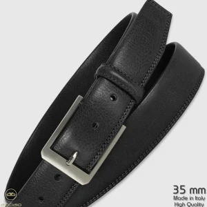 Cintura uomo classica Diamond in pelle Vacchetta Nero