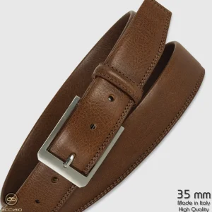 Cintura uomo classica Diamond in pelle Vacchetta Marrone