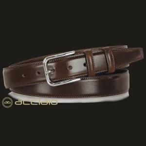 Cintura uomo classica in pelle Cuoio liscio Marrone